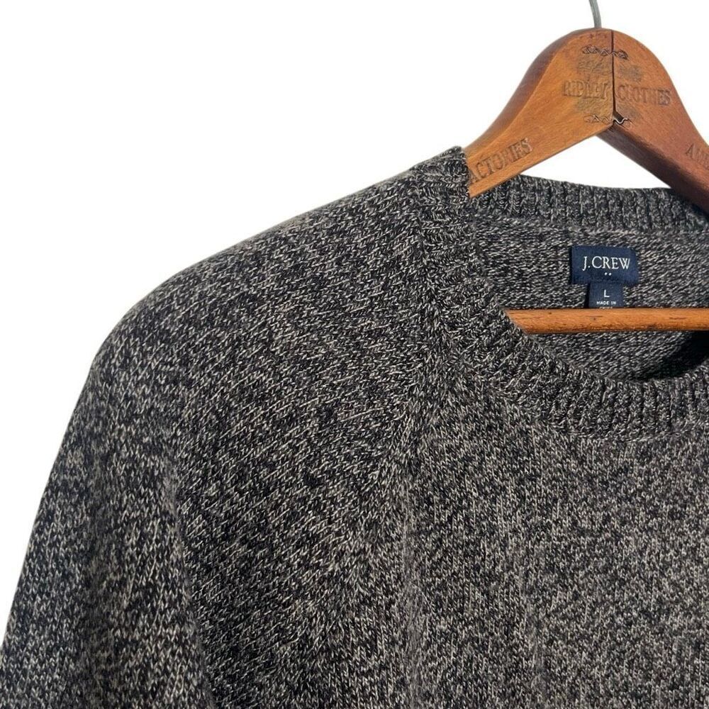 J. Crew Lambswool Blend Marled Crewneck Pullover Sweater Charcoal Gray Sz Large - Picture 4 of 8